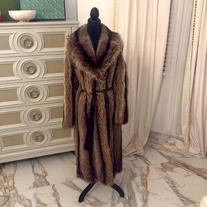 Real raccoon fur long coat